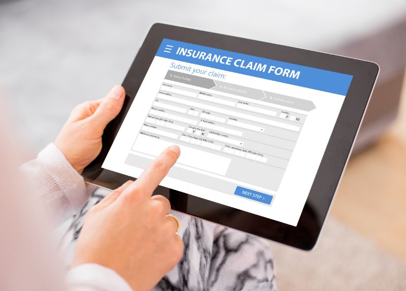 insurance claim info on tablet